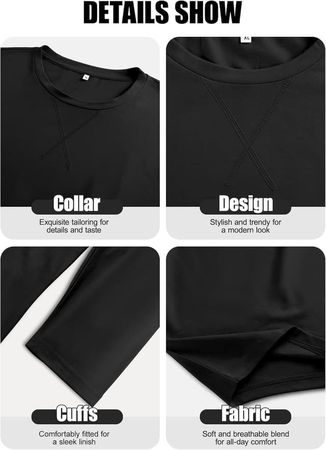 Detalle de Comdecevis Mens 2-Pack Cotton Crewneck Longline T-Shirts (Hipster/Hip Hop Style)