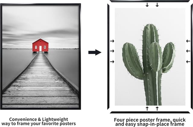 Detalle 2 de ELSKER&HOME 16x24 Poster Frame 3 Pack (Black) — Wall Mount Picture Frames for Horizontal or Vertical Display