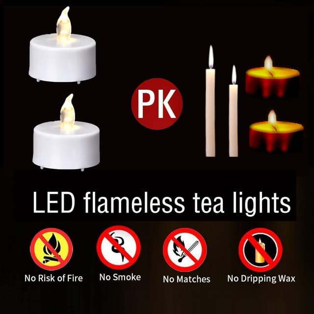 Detalle de Battery Operated Tea Lights Candles 50 Pack Flameless Flickering Tealights (Warm White)