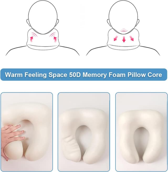 Detalle 2 de DAWNTREES 2-Pack Memory Foam Neck Pillows for Travel (Compact, Adjustable Rope Lock)