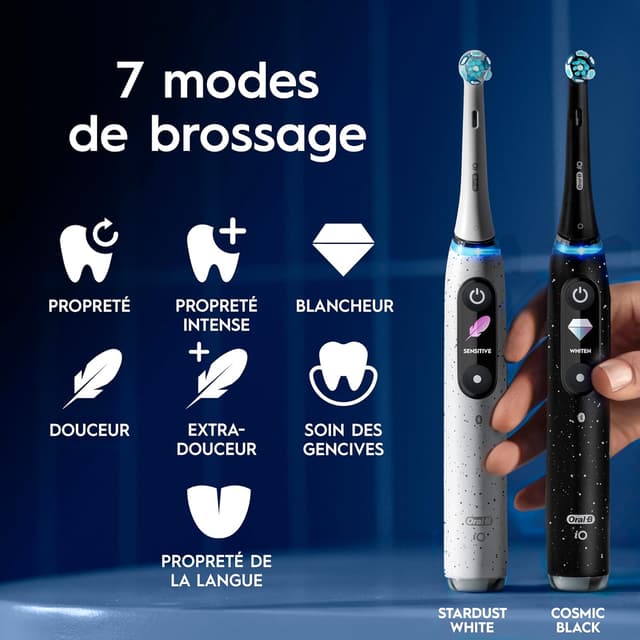 Detalle de Oral-B iO 10 brosse à dents électrique intelligente noire – 7 modes, capteur de pression et iO Sense