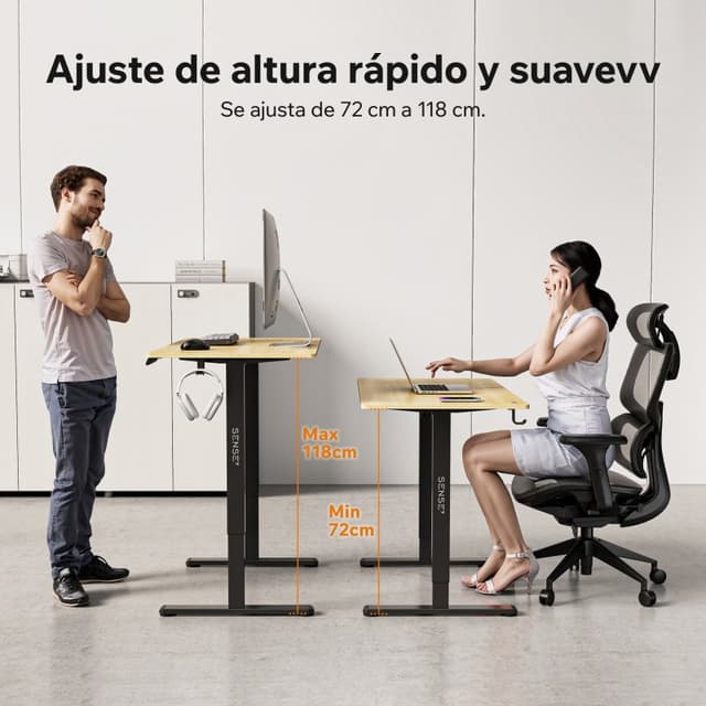 Detalle de SENSE7 Nojo Light Escritorio regulable eléctrico 120×60 cm