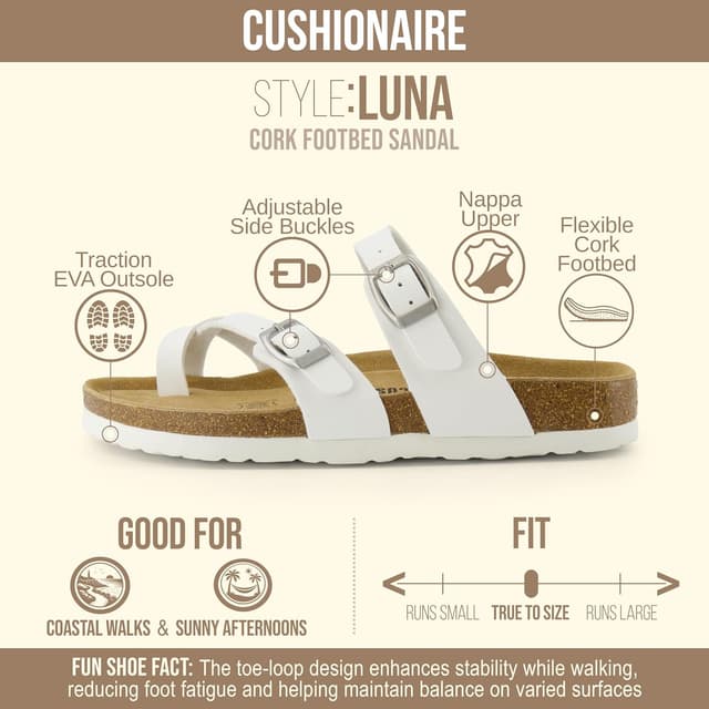 Detalle 2 de CUSHIONAIRE Luna Sandals for Women Cork