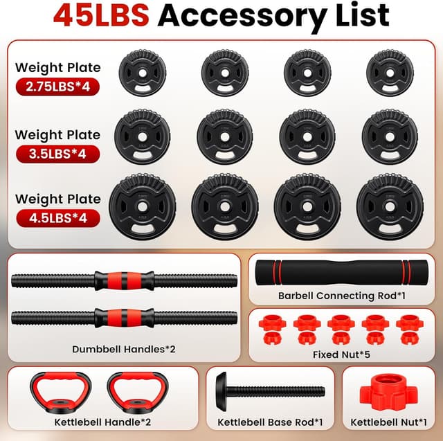 Detalle 2 de SAUVOO Adjustable Dumbbell Set (22/33/45/70/90lbs) 5-in-1 Free Weight System