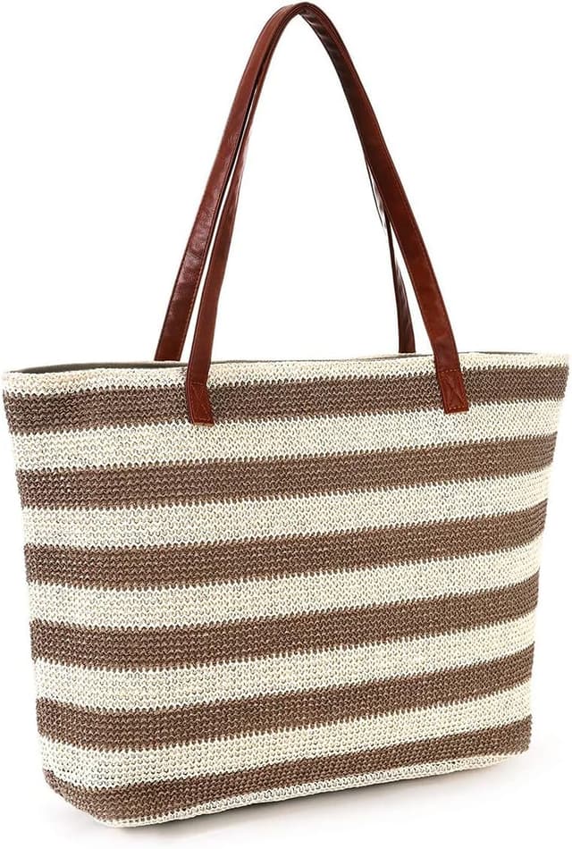 Detalle de JFAN Stroh Strandtasche 35×12×19 cm