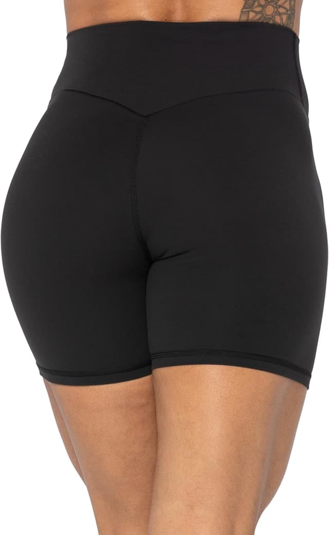 Detalle de Sunzel No Front Seam High Waist Biker Shorts for Women — Squat Proof Yoga & Workout Bike Shorts