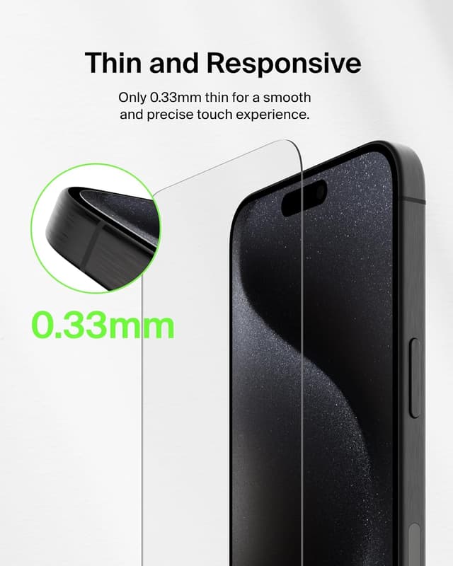 Detalle 2 de Belkin ScreenForce tempered glass screen protector for iPhone 17 + iPhone 16 Pro (2-pack)