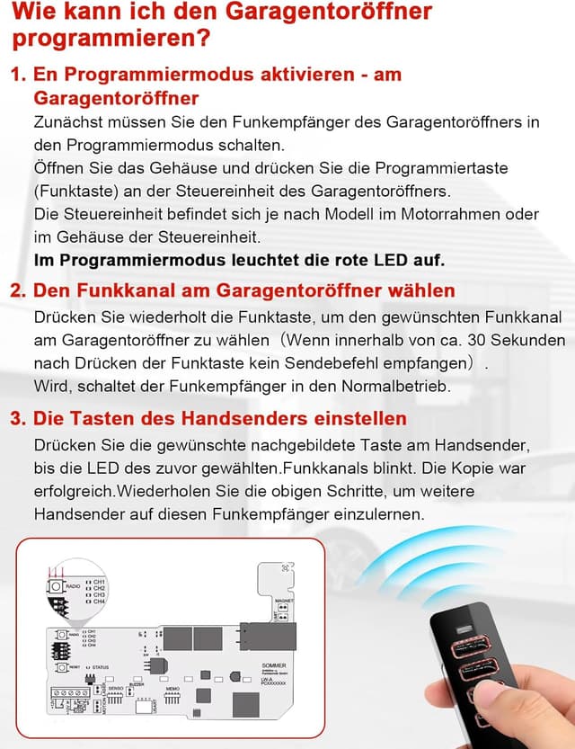 Thumbnail 5 de Wvoillty Télécommande porte de garage 868 MHz 4 canaux