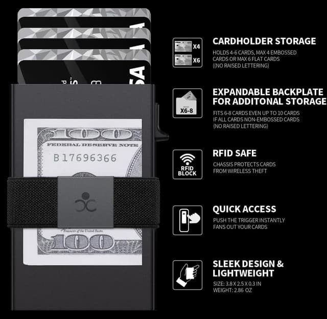 Thumbnail 6 de SEMORID Slim Aluminum Card Holder Wallet 3.9x2.5📇