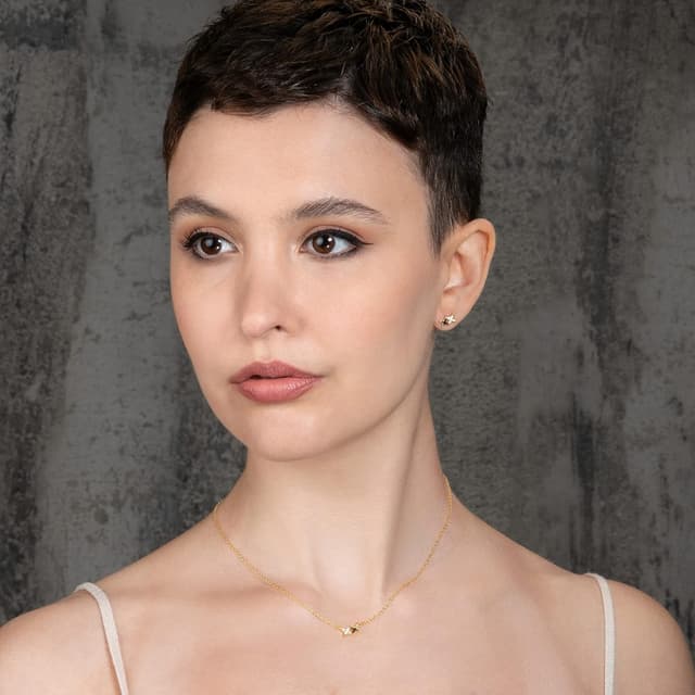 Detalle 2 de namana Piccola collana in Argento 925 placcato oro con ciondolo a stella e zirconi per donna e ragazza