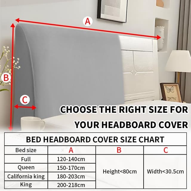 Detalle de Caijin Copertura per testiera in velluto elasticizzato grigio chiaro (200–220 cm)