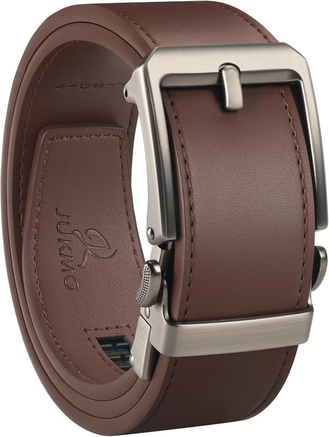 Detalle de JUKMO 1,5“-Leder-Ratschengürtel (38 mm) für Herren in Geschenkbox