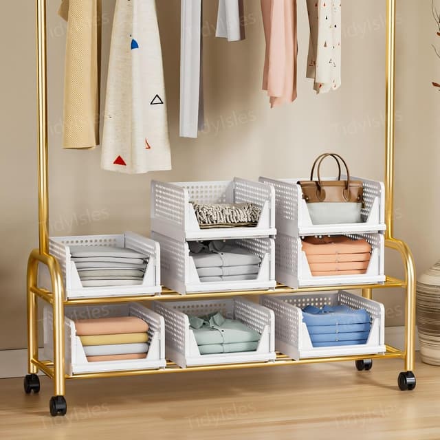 Detalle de TidyIsles Wardrobe Storage Organiser 4 Pack — box pieghevoli e impilabili per armadi e cassetti