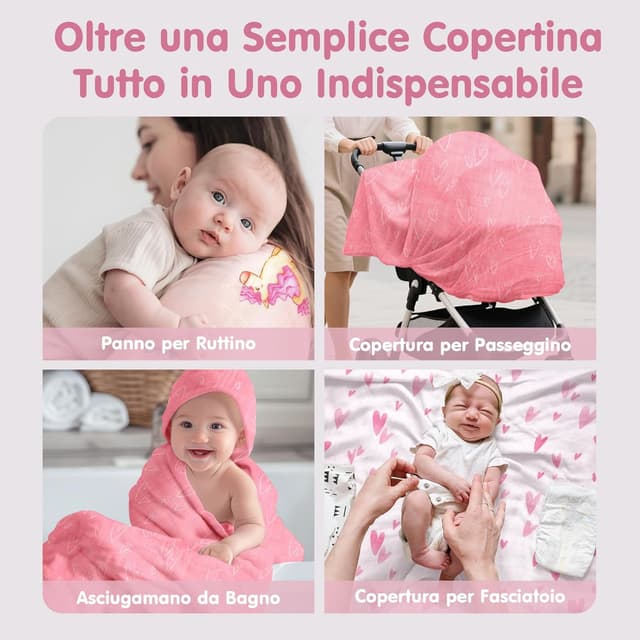 Detalle 2 de Hahaland Mussole Neonato in cotone bambù 100% naturale – Set copertine per fasciare (120x120 cm e 100x95 cm)