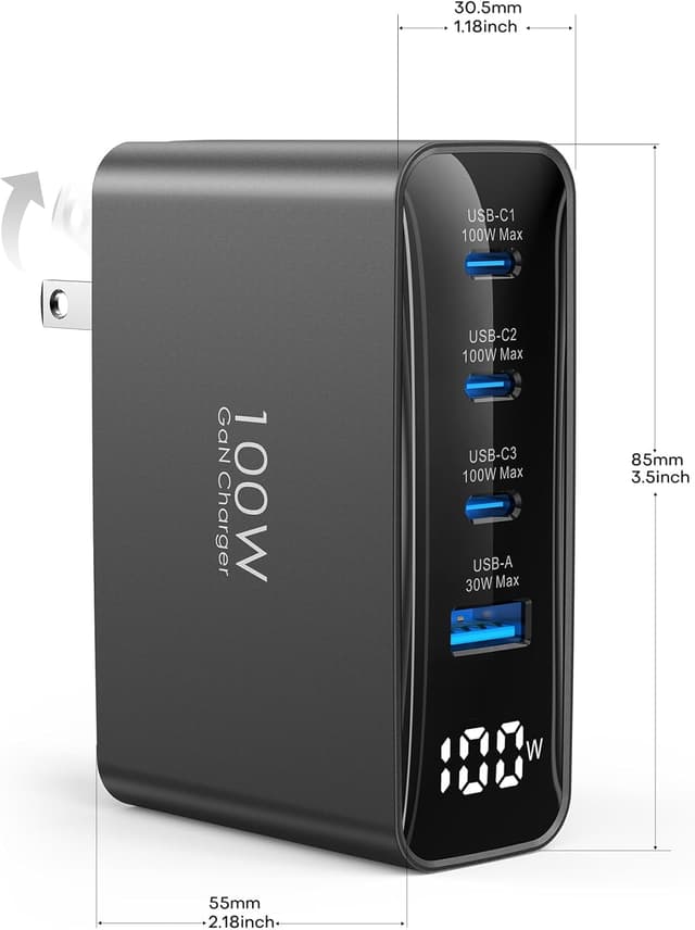 Thumbnail 6 de 100W USB C International Travel Adapter, 4-Port Foldable Charger