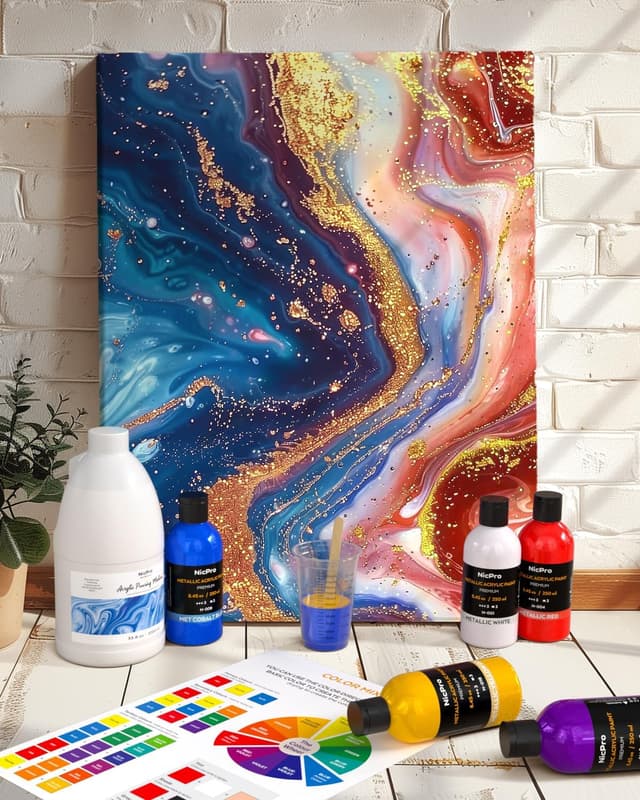 Detalle 2 de Nicpro Acrylic Pouring Medium (33.8oz / 1000ml) – acrylic flow and thinning medium for smoother pours