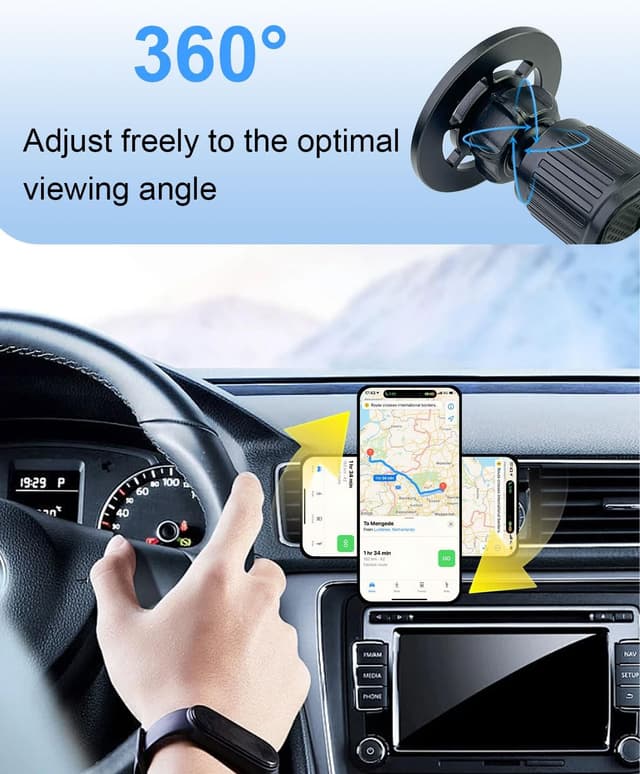 Detalle 2 de SEYUGOPTI Handyhalterung Auto Magnetische Lüftungshalterung – 360° drehbar, extra starker Magnet