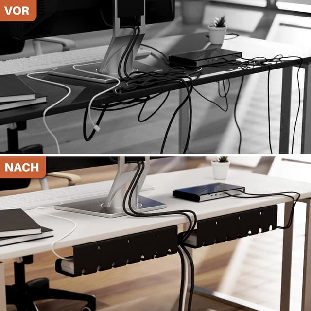 Thumbnail 2 de Zenacasa 2er Kabelmanagement Schreibtisch Schwarz