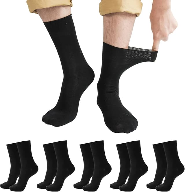 Detalle de CooTooLa Herren Crew Business Socken (43–46), Baumwolle, atmungsaktiv – 5 Paar