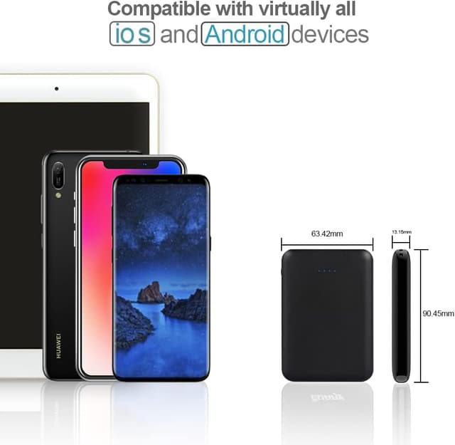 Detalle 1 de EUARY Power Bank 5000 mAh batteria esterna portatile nero