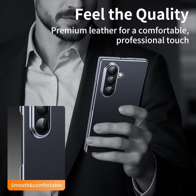 Thumbnail 6 de YOOVEI Z Fold 7 Luxury Leather Case with Built-In Privacy Screen Protector (MagSafe & Camera Protection) — Black