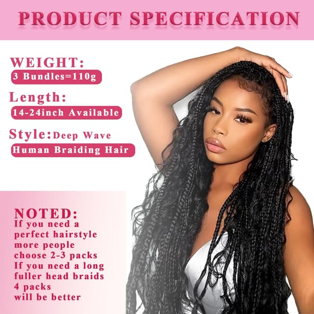 Detalle de AKONSOUL Boho Braiding Hair 22 Inch