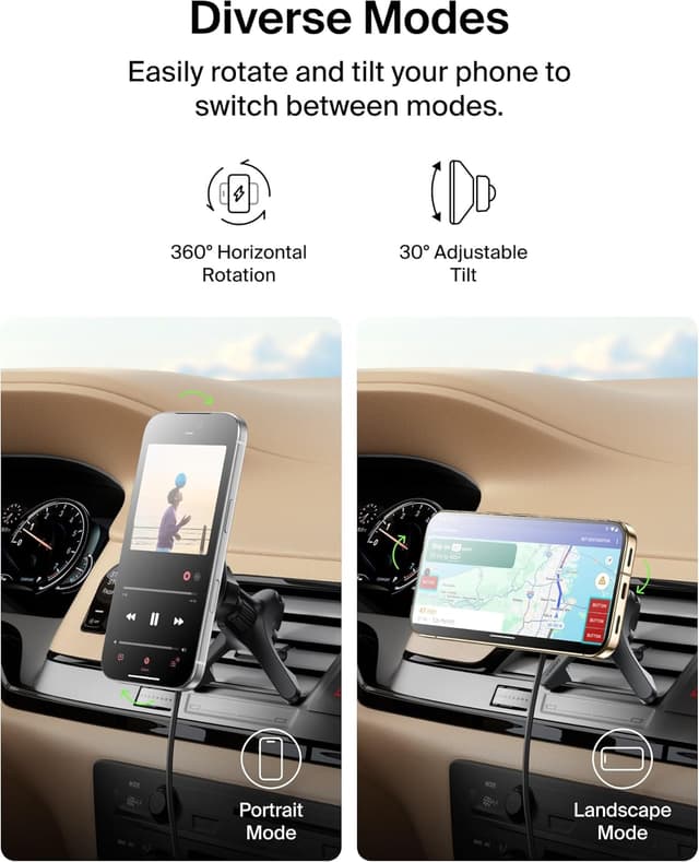 Thumbnail 4 de Belkin Wireless Car Charger MagSafe Qi2 Fast 1M Cable