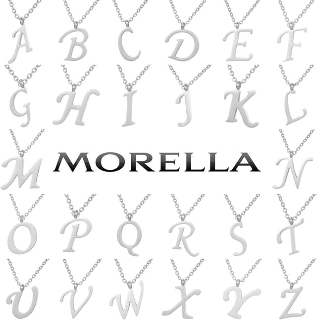 Detalle de Collana da donna Morella in acciaio inox argento con ciondolo lettera