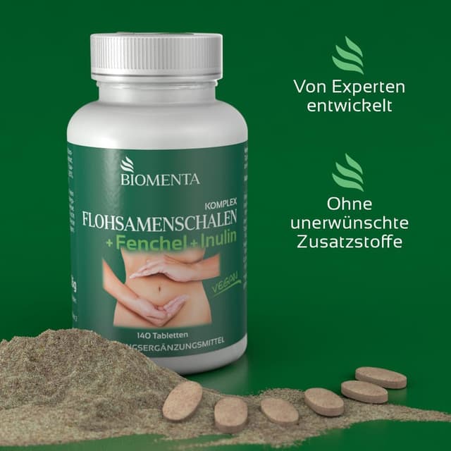 Thumbnail 5 de BIOMENTA Flohsamenschalen Komplex 140 Tabletten đź’Š