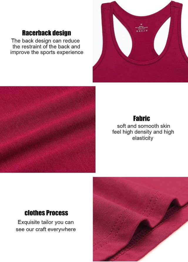 Detalle de Ymmchy Workout Tank Top Damen im 4er-Pack mit Racerback-Design