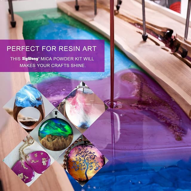 Detalle de Mica Powder pearlescent epoxy pigment set 32