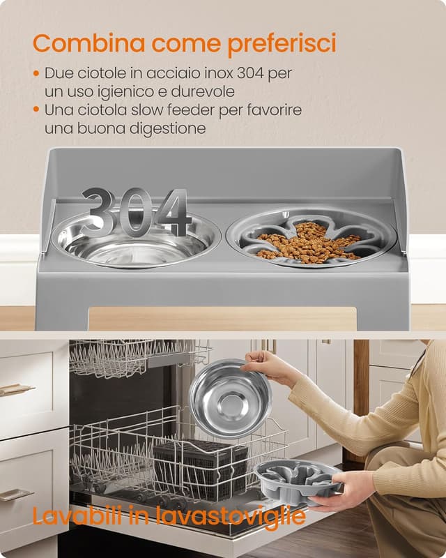 Thumbnail 5 de Feandrea PRB103GD01 Ciotole rialzate per cani con 3 ciotole