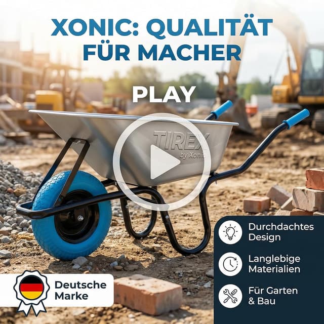 Thumbnail 6 de TIREX by xonic Schubkarre mit Stahlfelge – verzinkte Wanne bis 250 kg / 100 l, PU-Vollgummi-Rad (Blau/Silber)