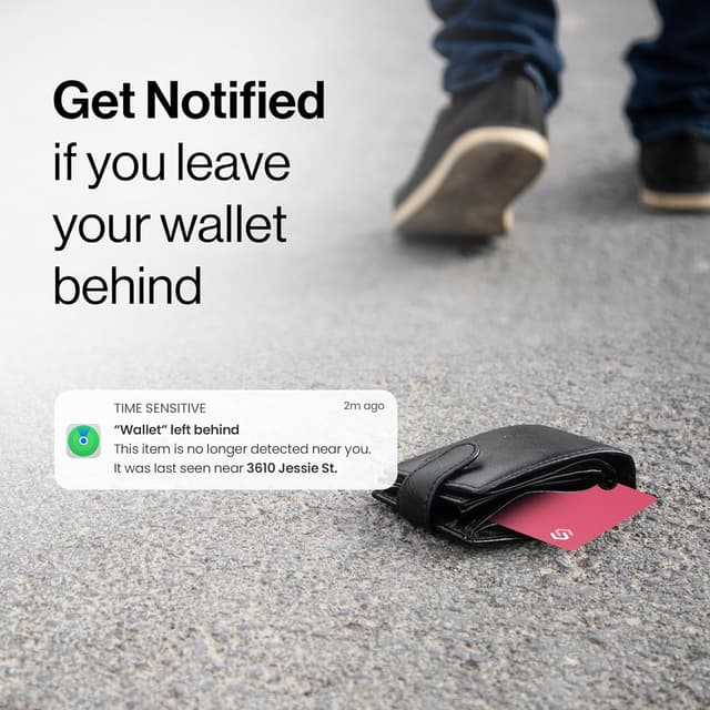 Detalle de SPOTMINDERS Apple MFi Certified Credit Card Wallet Tracker PRO (Pink) — iOS Only, Apple Find My