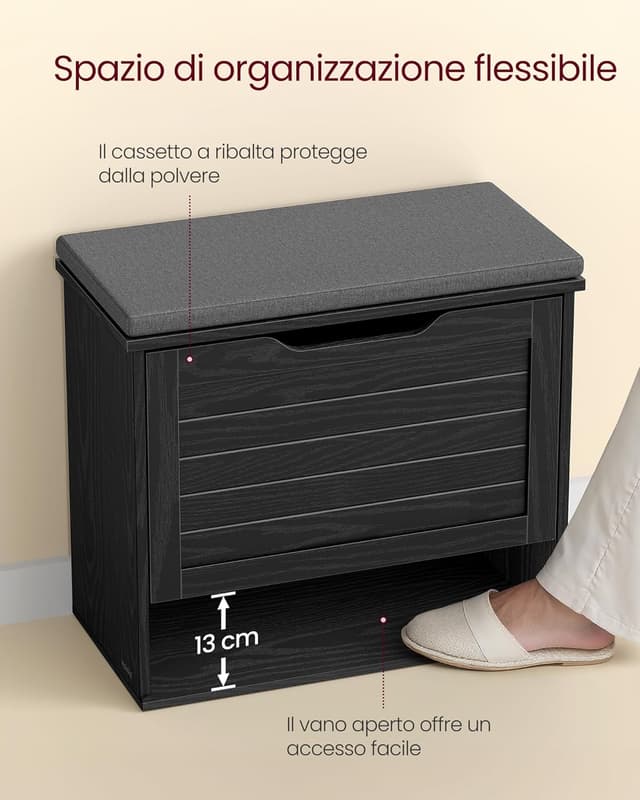 Detalle de VASAGLE LSB121BE01 panchina scarpiera 136 kg