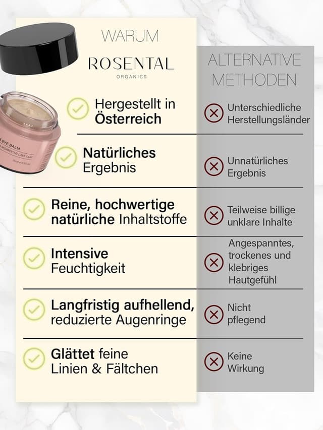Detalle de Rosental Organics BB Eye Balm Augencreme mit Hyaluronsäure & marokkanischer Lavaerde (15 ml)
