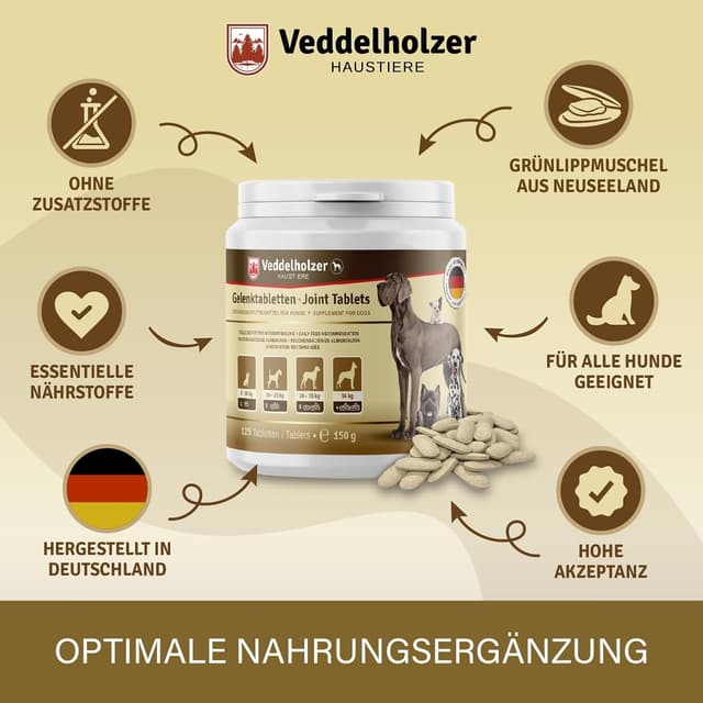 Detalle 2 de Veddelholzer Gelenktabletten für Hunde 125 Kapseln