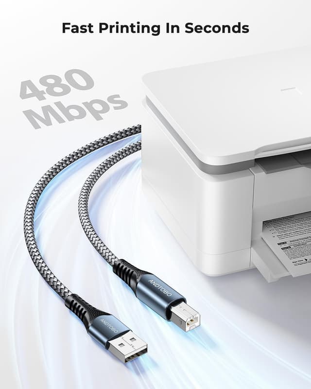 Thumbnail 1 de ANDTOBO USB A to B printer cable 2m