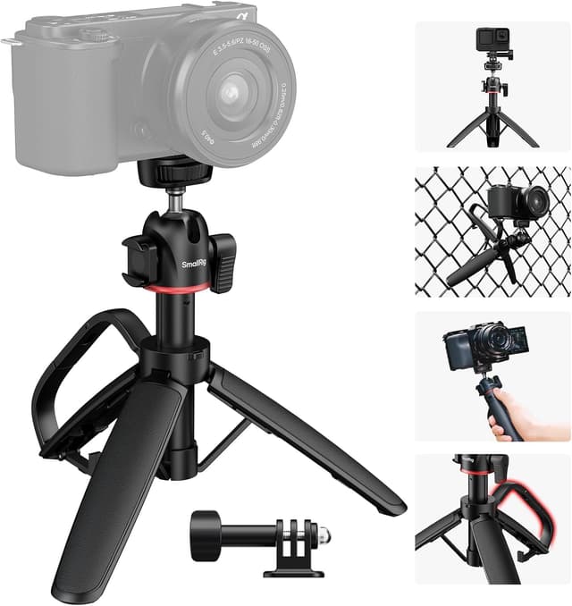 Detalle de SMALLRIG mini trépied de bureau portable 5285B avec rotule 360° (vis 1/4”-20) pour smartphone, reflex et GoPro Hero 10/11/12/13