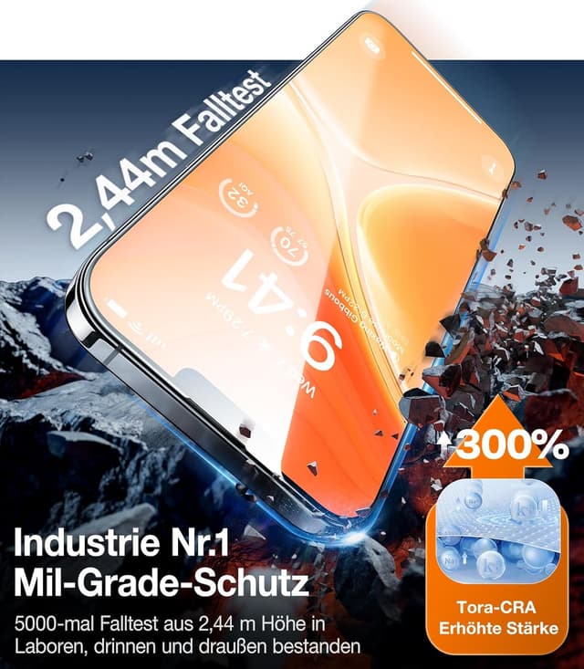 Detalle de TORRAS Panzerglas-Schutzfolie für iPhone 12 / 12 Pro (9H+, Anti-Fingerabdruck, 2 Stück)