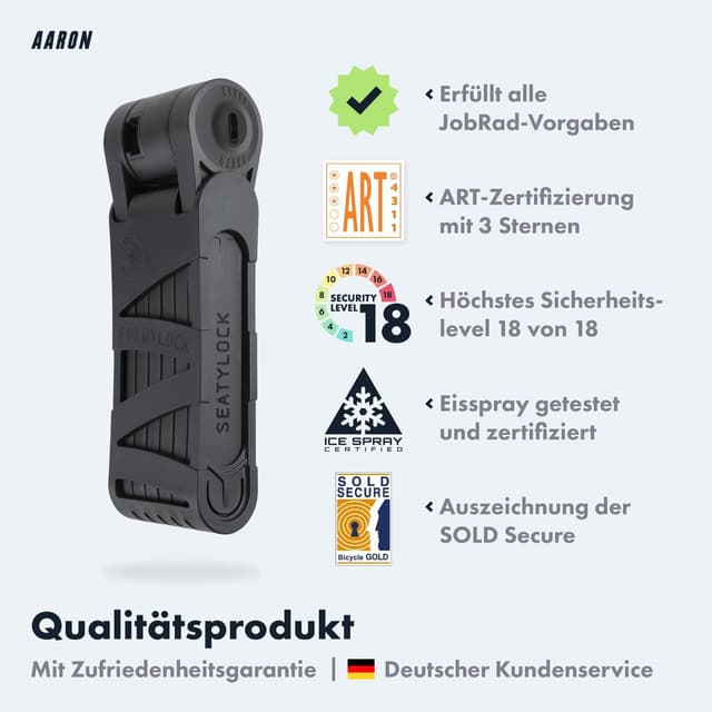 Thumbnail 1 de AARON Premium Faltschloss 90 cm 3‑Sterne