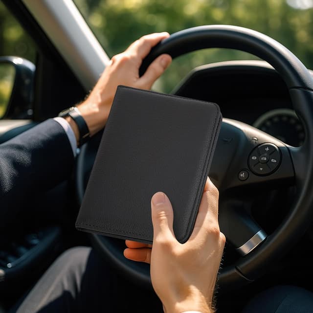 Thumbnail 6 de RSAquar Fahrzeugschein- & Versicherungsmappe Hülle aus PU-Leder für das Handschuhfach (Schwarz) – kompakte Auto-Dokumententasche