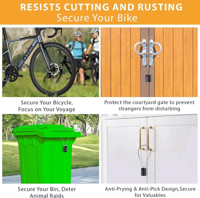 Thumbnail 6 de SEPOX 12Pcs 4-Digit Padlock 18cm Cable