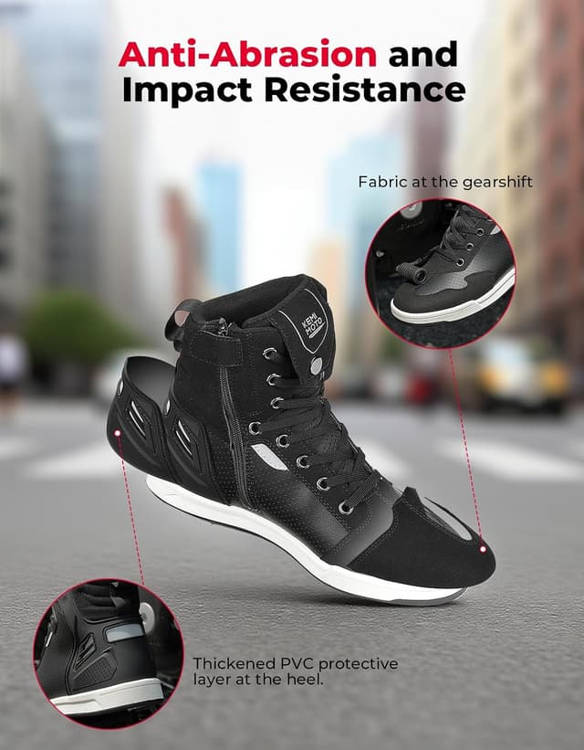 Detalle de KEMIMOTO Motorrad Schuhe Herren – Causal High-Top Sneaker mit verstärkten Schaltpads, reflektierenden Elementen
