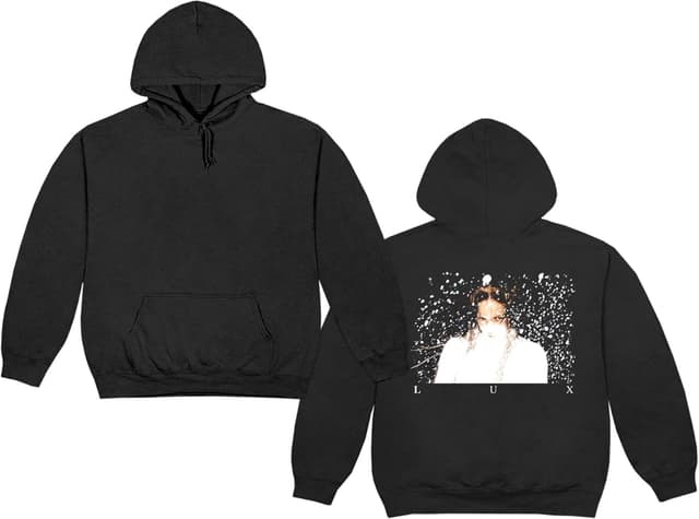 Detalle de ROSALÍA Official Merch – Sweat à capuche unisexe “Lux Logo” en molleton épais