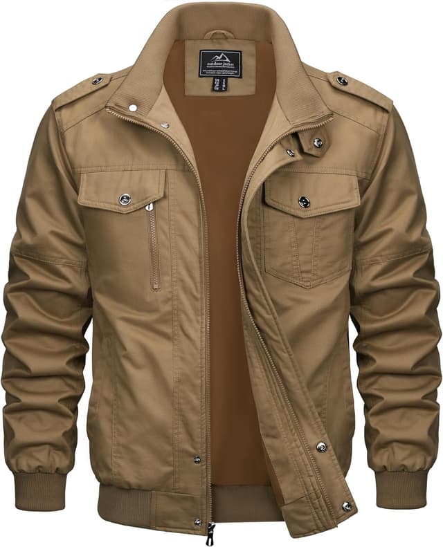 Detalle de MAGCOMSEN Herren-Übergangsjacke Winddicht „Cargo Outdoor“ mit Stehkragen und Multifächertaschen