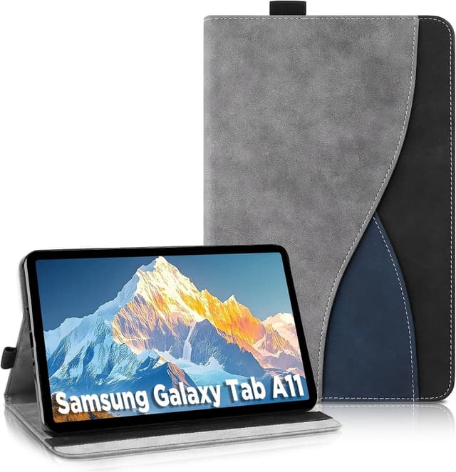 Detalle de AsWant Hülle für Samsung Galaxy Tab A11 8,7" (2025) / Galaxy Tab A9 8,7" (2023) mit Standfunktion, Tricolor und Kartenfächern (Gray)