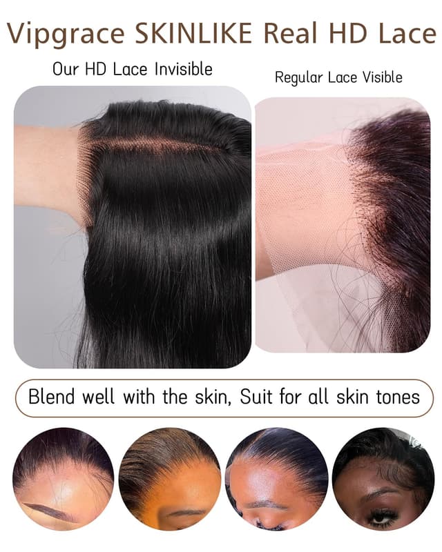 Detalle 2 de Vipgrace 5x5 HD Lace Closure Wig 26in