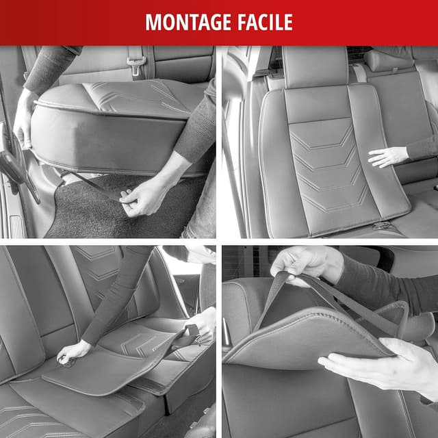 Detalle de Walser Kimi housse de siège arrière universelle avec coussin de protection noir-gris