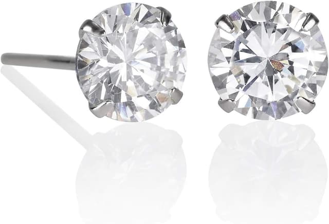 Detalle de ZAVANA Boucles d’oreilles clous pour femme en argent 925 serties de zircons (4 ou 6 mm)